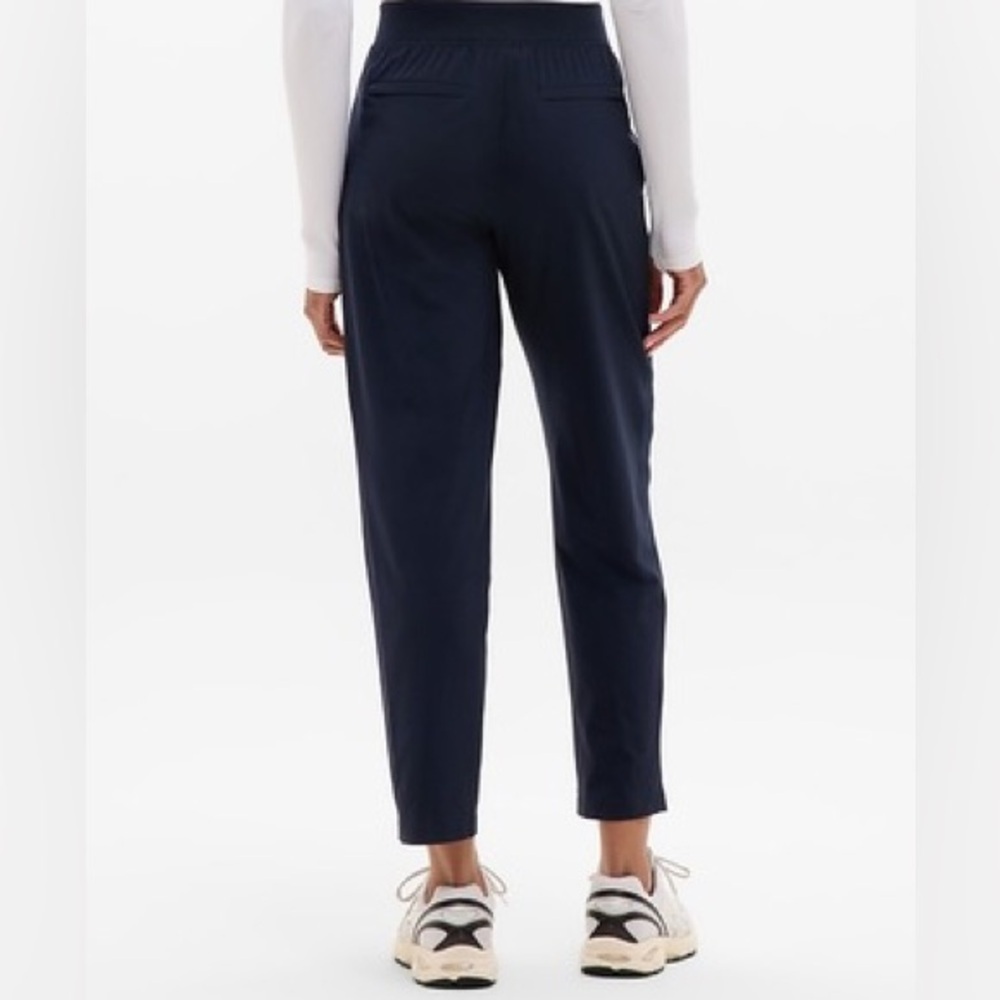 Athleta Pants Womens 10 Tall Navy Blue Brooklyn Ribbed Waistband Panels Mid Rise - Picture 2 of 4